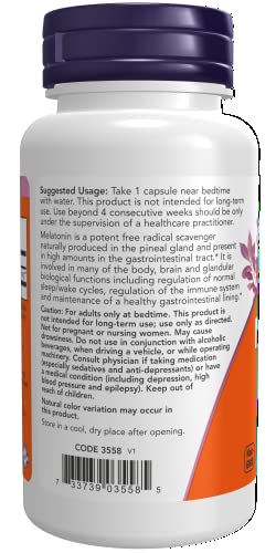 NOW Supplements, Maximum Strength Melatonin 20 mg, Healthy Sleep Cycle*, Free Radical Scavenger*, Gastrointestinal Support*, 90 Veg Capsules