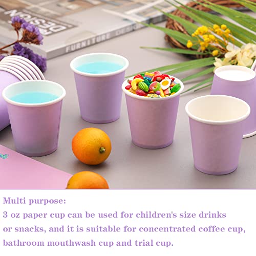 Huaiid 3 Oz 100 Packs Small Disposable Bathroom Mouthwash Cups Bathroom Paper Cups Espresso Paper Cups Pink Paper Hot Cups for Snack Bathroom Espresso Perfect for Home Condos Rvs Campers（Purple）