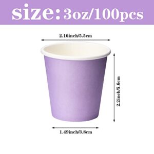 Huaiid 3 Oz 100 Packs Small Disposable Bathroom Mouthwash Cups Bathroom Paper Cups Espresso Paper Cups Pink Paper Hot Cups for Snack Bathroom Espresso Perfect for Home Condos Rvs Campers（Purple）