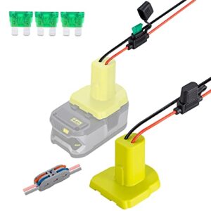 power wheel adapter for ryobi 18v battery with 30a fuse & wire terminals, power connector for rc car, 14 gauge robotics, rc truck, diy, work for ryobi 18v p108 p107 p102 p100 li-ion & ni-cd battery