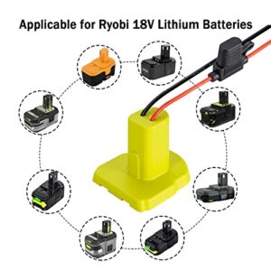 Power Wheel Adapter for Ryobi 18V Battery with 30A Fuse & Wire terminals, Power Connector for Rc Car, 14 Gauge Robotics, Rc Truck, DIY, Work for Ryobi 18V P108 P107 P102 P100 Li-ion & Ni-Cd Battery