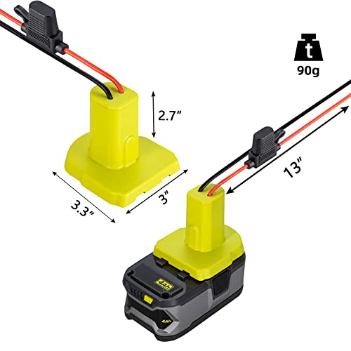 Power Wheel Adapter for Ryobi 18V Battery with 30A Fuse & Wire terminals, Power Connector for Rc Car, 14 Gauge Robotics, Rc Truck, DIY, Work for Ryobi 18V P108 P107 P102 P100 Li-ion & Ni-Cd Battery