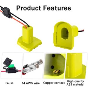 Power Wheel Adapter for Ryobi 18V Battery with 30A Fuse & Wire terminals, Power Connector for Rc Car, 14 Gauge Robotics, Rc Truck, DIY, Work for Ryobi 18V P108 P107 P102 P100 Li-ion & Ni-Cd Battery