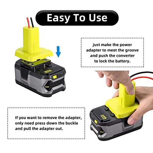 Power Wheel Adapter for Ryobi 18V Battery with 30A Fuse & Wire terminals, Power Connector for Rc Car, 14 Gauge Robotics, Rc Truck, DIY, Work for Ryobi 18V P108 P107 P102 P100 Li-ion & Ni-Cd Battery