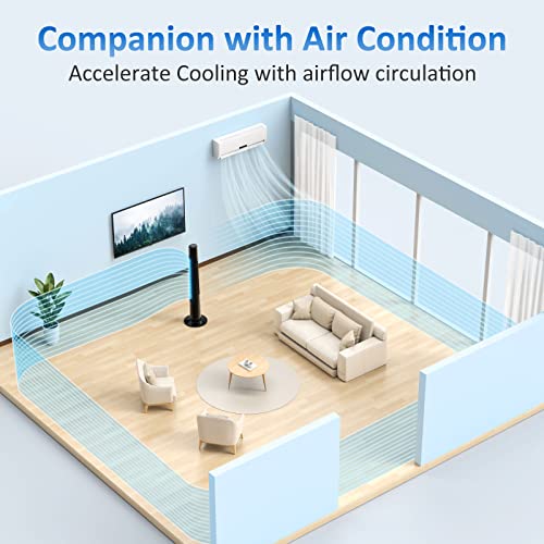 Tower Fan - 48" Oscillating Tower Fan, Bladeless Tower Fan w/ Remote & 12H Timer, Portable Standing Fan, 3 Modes, LED Display, Quiet Cooling, 70° oscillating Fan, Cooling Fans for Bedroom Home Office