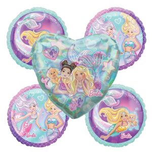 mermaid party balloon decorations - set of 5 balloons for a unicorn princess mermaid theme happy birthday decoration bouquet centerpiece or backdrop banner