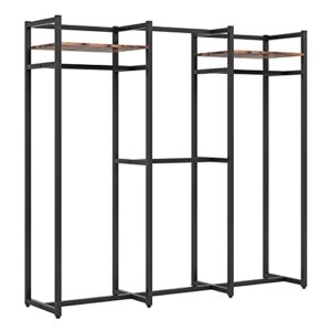 Tribesigns Garment Rack Heavy Duty Clothes Rack, Free Standing Closet Organizer with Shelves and Hanging Rod, Large Metal Clothing Rack for Hallway, Bedroom, Max Load 500Lbs (Dark Black)