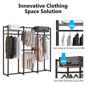 Tribesigns Garment Rack Heavy Duty Clothes Rack, Free Standing Closet Organizer with Shelves and Hanging Rod, Large Metal Clothing Rack for Hallway, Bedroom, Max Load 500Lbs (Dark Black)