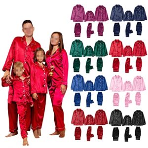 xyuh matching jammies for families christmas silk pajamas sets soft and comfort long sleeve blouse and bottom loungewear red, xx-large