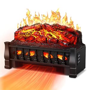 r.w.flame electric fireplace log set heater 21in, remote control, flame brightness adjustable,realistic ember bed
