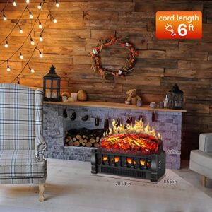 R.W.FLAME Electric Fireplace Log Set Heater 21IN, Remote Control, Flame Brightness Adjustable,Realistic Ember Bed