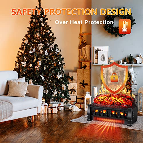 R.W.FLAME Electric Fireplace Log Set Heater 21IN, Remote Control, Flame Brightness Adjustable,Realistic Ember Bed