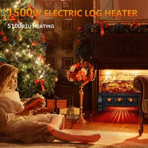 R.W.FLAME Electric Fireplace Log Set Heater 21IN, Remote Control, Flame Brightness Adjustable,Realistic Ember Bed