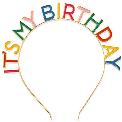 Happy Birthday Crown Rainbow 'It's My Birthday' Alloy Headband Birthday Headpiece for Women Girls Birthday Gift and Party Decorations Colorful