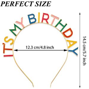 Happy Birthday Crown Rainbow 'It's My Birthday' Alloy Headband Birthday Headpiece for Women Girls Birthday Gift and Party Decorations Colorful