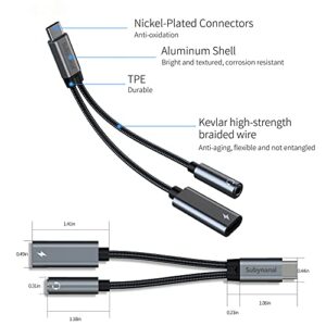 USB c to 3.5mm Headphone and Charger Adapter,2-in-1 USB C PD 3.0 Charging Port to Aux Audio Jack and Fast Charging Dongle Cable Cord Compatible with Samsung Galaxy S22 S21 S20, Google Pixel 4 3 XL