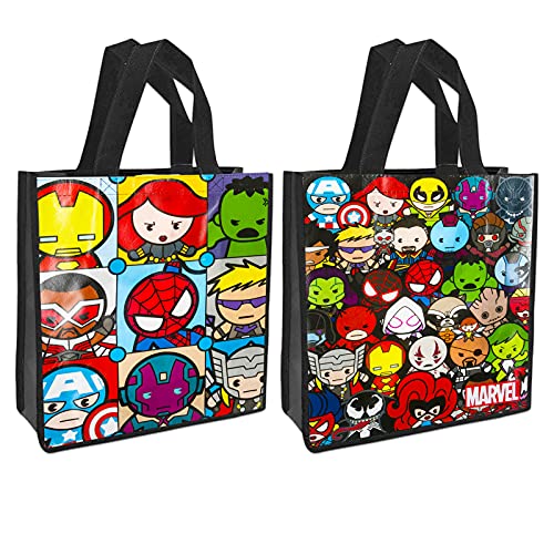 Marvel Avengers Tote Bag Set for Kids, Adults ~ 4 Pc Bundle with 2 Large Reusable Grocery Bags, Avengers Stickers, and More | Cute Superhero Party Supplies and Favors