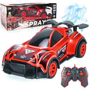 liberty imports buggy remote control race car kids- 2.4 ghz fast stunt rc race car toy led light racer with smoke, rechargeable battery race car mist boys fog racer