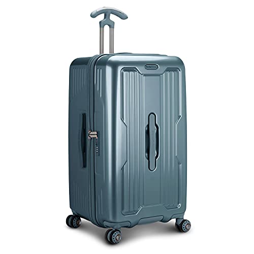 Traveler's Choice Ultimax II 26" Medium Trunk Spinner Luggage, Tie Down Straps, Teal, Checked Inch