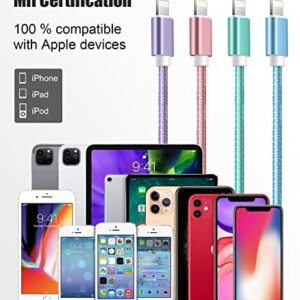 iPhone Charger Cord 4Pack【3FT/6FT/6FT/10FT】MFi Certified Lightning Cable Fast Charging Cord Nylon Braided iPhone Charging Cable Compatible with iPhone13 /12/11 /Pro Max/XR/8/7/6/6s/SE 2020-Multicolor