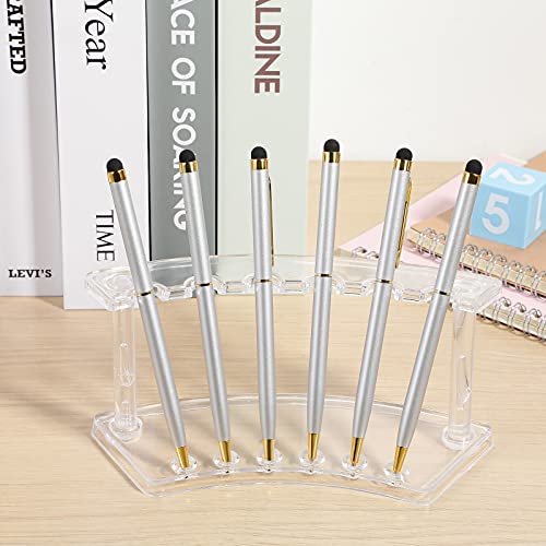 Chinco Plastic Pen Holder Clear Display Stand 6-Slots Pen Display Stand Eyebrow Pen Stand Makeup Brush Rack Organizer for Home Office Desk School Supplies, Vertical (10 Pieces)