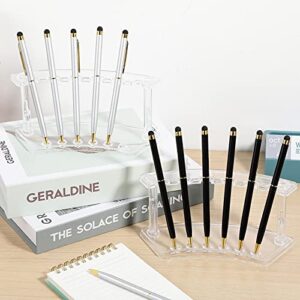 Chinco Plastic Pen Holder Clear Display Stand 6-Slots Pen Display Stand Eyebrow Pen Stand Makeup Brush Rack Organizer for Home Office Desk School Supplies, Vertical (10 Pieces)