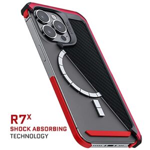 Ghostek ATOMIC slim iPhone 13 mini Phone Case with Real Carbon Fiber and MagSafe Ring Magnet Built-In Red Aluminum Bumper Armor Covers Designed for 2021 Apple iPhone13 mini (5.4") (Carbon Fiber - Red)