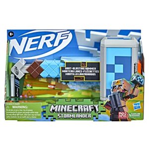 NERF Minecraft Stormlander Dart-Blasting Hammer, Fires 3 Darts, Includes 3 Official Elite Darts, Pull-Back Priming Handle