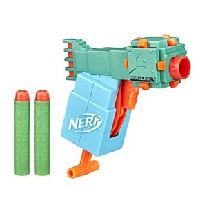 nerf microshots minecraft guardian mini blaster, minecraft guardian mob design, includes 2 official elite darts, priming handle
