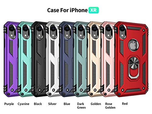 SunStory Compatible for iPhone XR Case with Tempered Glass Screen Protector,iPhone XR Phone Case with Magnetic Ring Kickstand for iPhone XR 2018 (Red, iPhone XR)