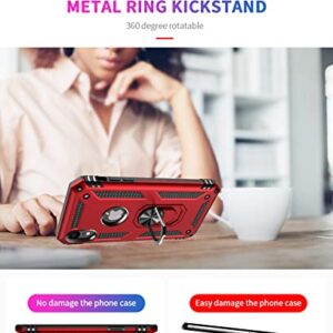 SunStory Compatible for iPhone XR Case with Tempered Glass Screen Protector,iPhone XR Phone Case with Magnetic Ring Kickstand for iPhone XR 2018 (Red, iPhone XR)