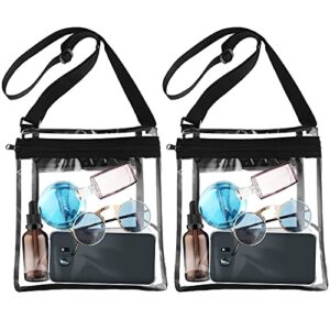 frienda 2 pieces clear stadium approved bag clear crossbody bag with inner pocket and adjustable shoulder strap transparent purse bag for concerts sports events