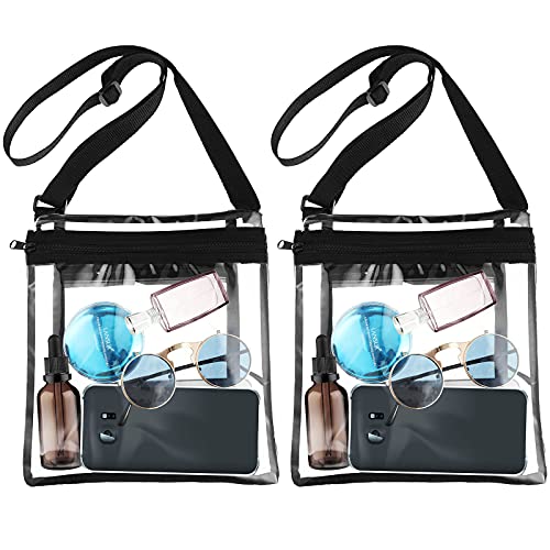 Frienda 2 Pieces Clear Stadium Approved Bag Clear Crossbody Bag with Inner Pocket and Adjustable Shoulder Strap Transparent Purse Bag for Concerts Sports Events