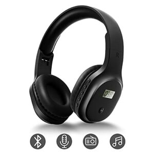 umutoo wireless headphones with fm radio and bluetooth 5.0, rechargeable portable headset with built-in microphone, lightweight and comfortable ear muffs for jogging, mowing, cycling, and more