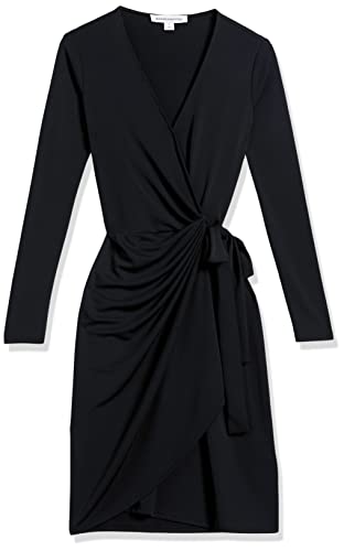 Amazon Essentials Women's Long Sleeve Classic Wrap Dress (Available in Plus Size), Black, XX-Large