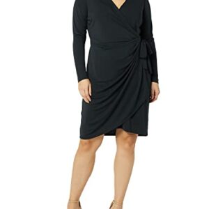 Amazon Essentials Women's Long Sleeve Classic Wrap Dress (Available in Plus Size), Black, XX-Large