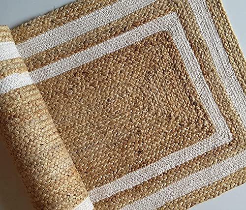 6x9,8x10,9x12,10x14 Ft. Handmade Indian Braided Rug Natural Jute Braided Rug Patio Rug/ Entryway Rug/ Hall Rug/ Kitchen Rug/ Bedroom Rug/ Indian Durrie (4x6 Ft Area Rug)