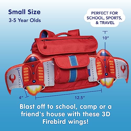 Bixbee Kids Backpack, Light Up Toddler Backpack for Girls & Boys with Pockets, Durable Zippers & Easy Carry Design - Perfect Size Small Bookbag for School in Firebird Flyer Backpack - Small