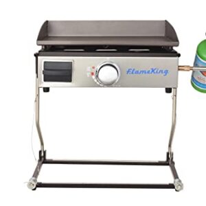 Flame King Flat Top Portable Propane Cast Iron Grill Griddle Tabletop, RV or Wall Mounted, Stand on Floor for Outdoor Camping, RV, Marine,Black