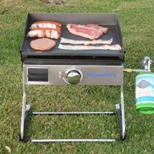 Flame King Flat Top Portable Propane Cast Iron Grill Griddle Tabletop, RV or Wall Mounted, Stand on Floor for Outdoor Camping, RV, Marine,Black