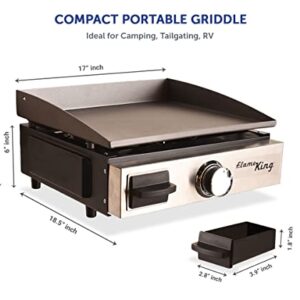 Flame King Flat Top Portable Propane Cast Iron Grill Griddle Tabletop, RV or Wall Mounted, Stand on Floor for Outdoor Camping, RV, Marine,Black