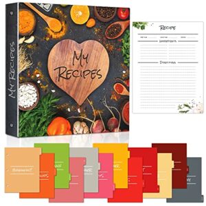 recipe book, this is a recipe binder 3 ring, it is a recipe book to write in your own recipes, it is a blank recipe book, this recipe journal is a recipe binder kit, 30 clear/blank pages