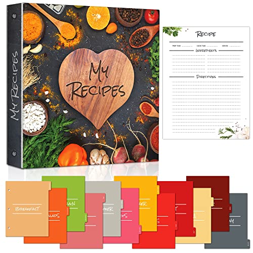 Recipe Book, This is a Recipe Binder 3 Ring, It is a Recipe Book to Write in Your Own Recipes, It is a Blank Recipe Book, This Recipe Journal is a Recipe Binder Kit, 30 Clear/Blank Pages