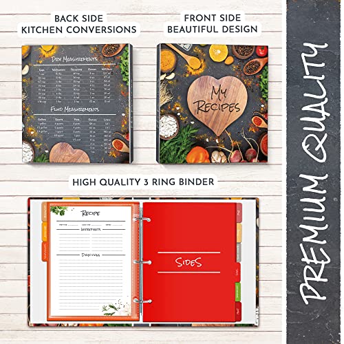 Recipe Book, This is a Recipe Binder 3 Ring, It is a Recipe Book to Write in Your Own Recipes, It is a Blank Recipe Book, This Recipe Journal is a Recipe Binder Kit, 30 Clear/Blank Pages