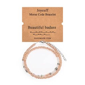 funny gifts for friend morse code bracelets for women inspirational hidden message jewelry birthday christmas gifts for her best friend sister adjustable bead wrap bracelets beautiful bracelet