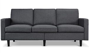 yaheetech contemporary sofa 78.5’’ w 3-seater sofa couch with tufted back cushion linen fabric upholstered loveseat for living room bedroom gray