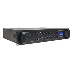 sound town 180w 6-zone 70v/100v commercial power amplifier with bluetooth, aluminum, for restaurants, lounges, bars, pubs, schools and warehouses (pac180-6)