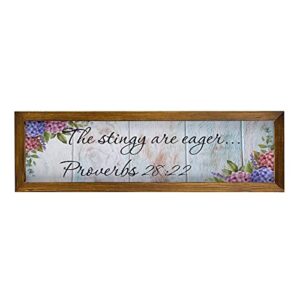 rustic wooden wall sign decor with quotes proverbs 28：22 12839 the stingy are eager. proverbs 28：22 white-c-10 inspirational hanging art 15x50cm modern farmhouse gift