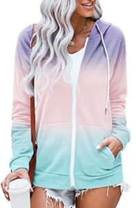 yocur sudaderas para mujer zip top womens hoodie multicolor sweatshirt fall lightweight long sleeve sweater purple s