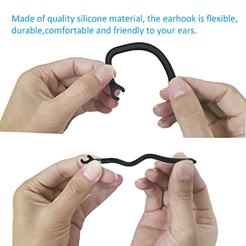 Replacement Ear Hooks for Earpiece, AMZLUV Solf Silicon Flexible Earpiece Clamp/Ear Loop Clips for Single-Ear Bluetooth Headset, Compatible with New Bee, Plantronics, and Other Brands-Set of 3 (Black)